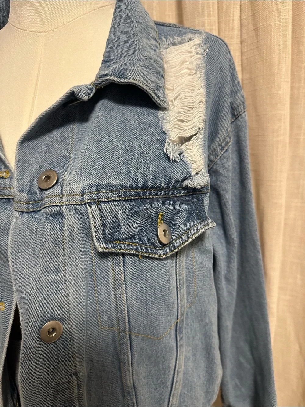 Endless Love Women’s Light Blue Distressed Denim Jacket